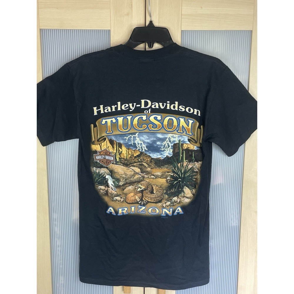 Harley Davidson HD Tucson AZ Biker S T-shirt Y2K Snake Motorcycle Goth Men Top